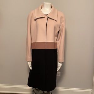 Fleurette Loro Piana Camel, Black and Tan Wool Car Coat Size 14